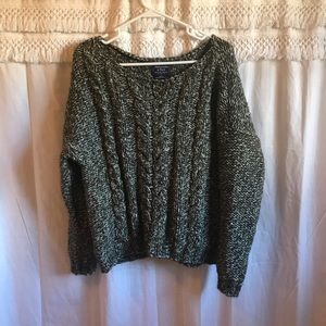 Chunky A&F green boat neck sweater